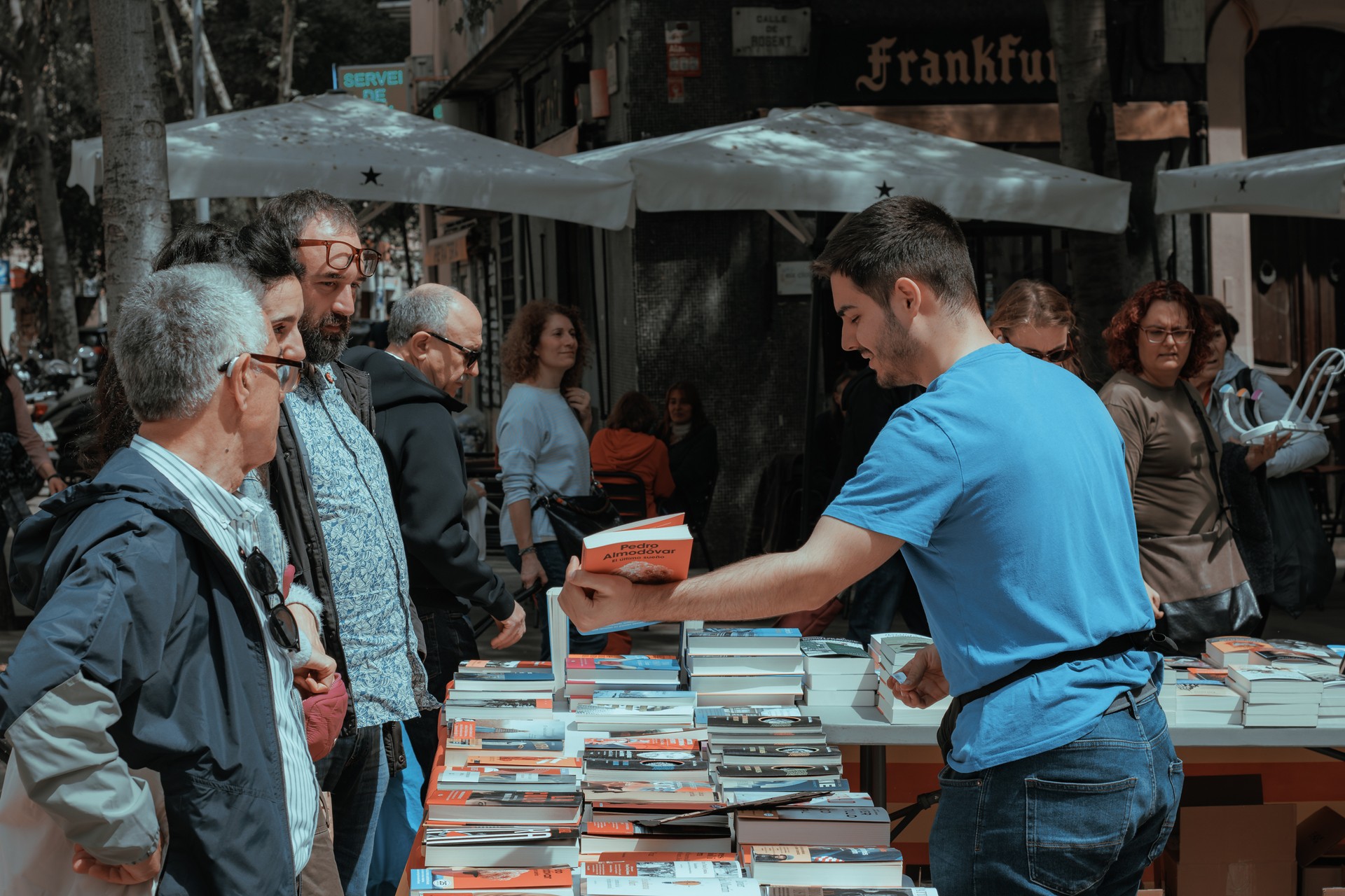 Book stall at the outdoor market fair